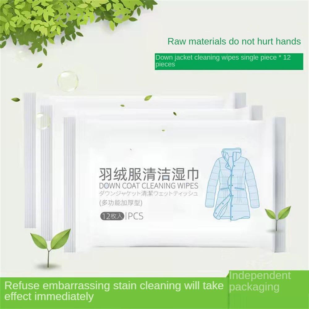 Pack of 12 TabletsPc Bag Down Jacket Cleaning Wipes Family Pack Quick Stain Removal No-wash Wiping Clothes Wet Wipes