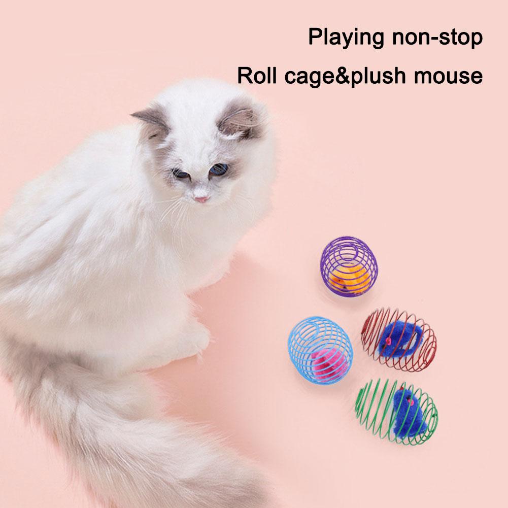 Cat Toy Balls Funny Stretchable Kitten Springs Toys Interactive Balls Color Cat Self-entertainm V8X1