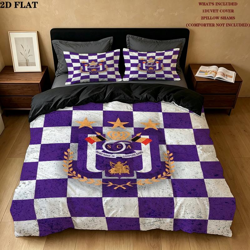Rsc Anderlecht Pattern Bedding uilt Set uilt Cover Pillowcase Home Decoration Birthday Gift (1 * duvet cover + 2 * pillowcase without core)