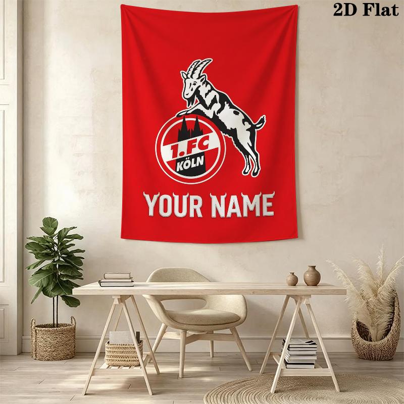 Custom Name FC KÖLN Wall Tapestry Aesthetic Wall Hanging Printed Fabric Blanket Decorative Tapestries for Bedroom Living Room Home Decor