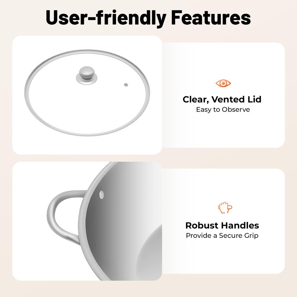 Dual Side Stainless Steel Hot Pot, 13 Inch Divided Soup Pot with Lid, Professional Mandaring Duck Pot for Induction Cooktop