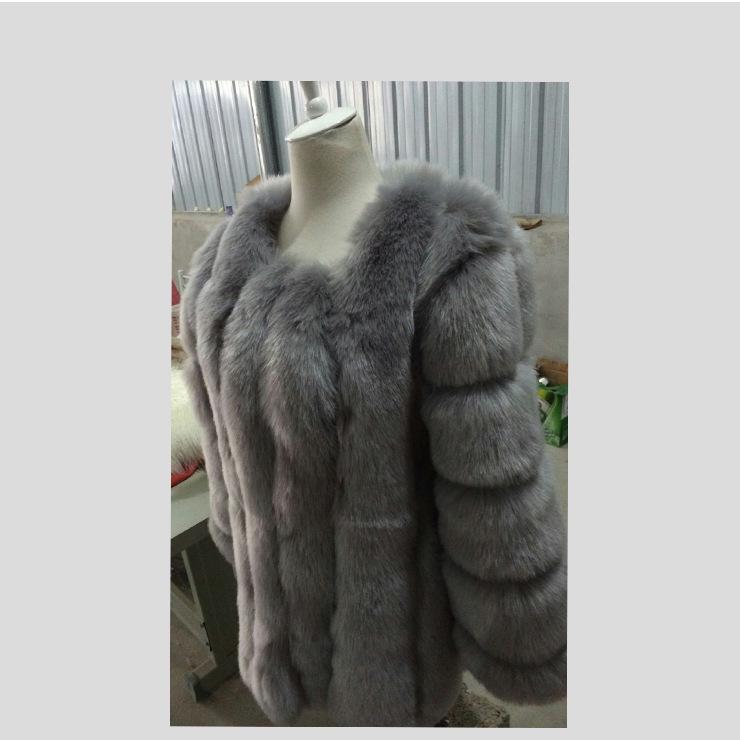 Женское теплое пальто из искусственного меха лисы, длинная зимняя меховая куртка, женская элегантная верхняя одежда