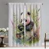 Kawaii Panda Elegant Room Curtains for Camera Halloween Decoration Blackout Curtain Home Interior Curtains 2 Pieces Partition