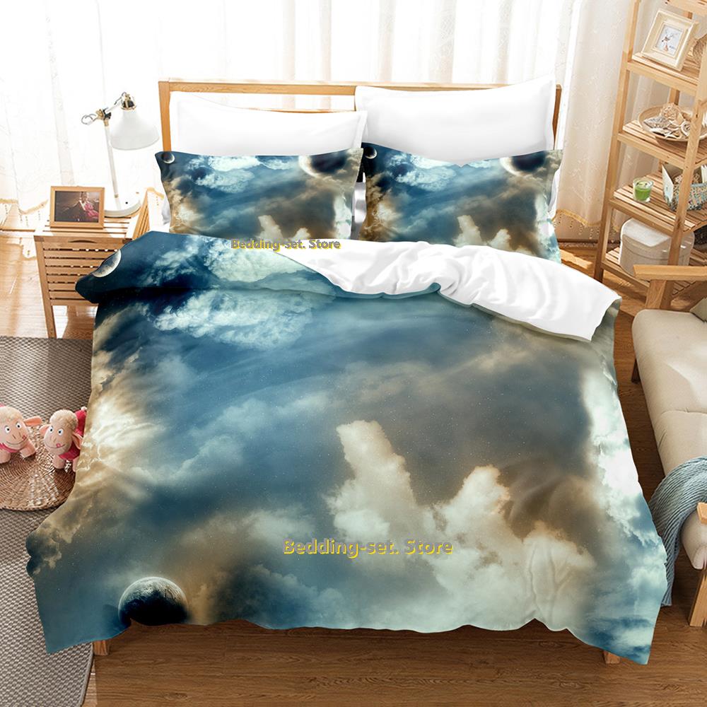 Комплект постельного белья Planets Single Twin Full Queen King Size Bed Set Adult Kid Bedroom Duvetcover Sets Outside Space Universe Bed