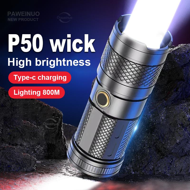 Мощный белый лазерный фонарь, мощный светодиодный фонарь COB, яркий тактический фонарь, многофункциональный пластиковый фонарь для кемпинга