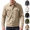 Men's Small Checkered Jacquard Knit Button Pocket Jacket, Spring and Autumn Warm Business Style Top