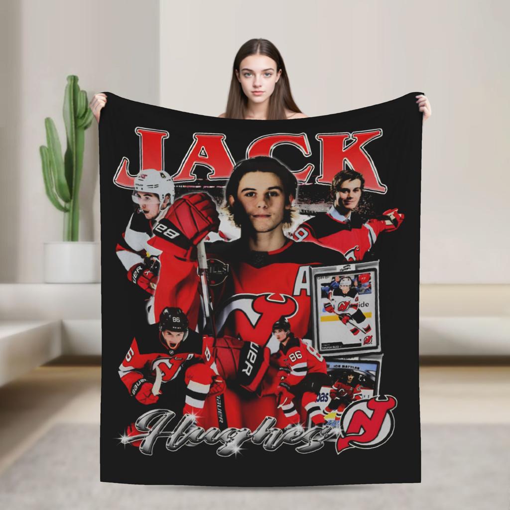 Jack Hughes USA Gold Medal Hockey Blanket Flannel Textile Decor Multi-function Warm Throw Blanket for Bedding Car Bedspread