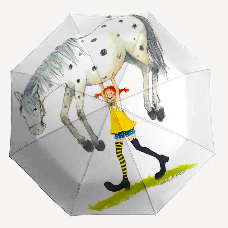 1PC girl, horse Umbrella-8-Rib Reinforced, Automatic Open, Lightweight & Durable, Cute Fashion Accessory for Outdoor-A1311