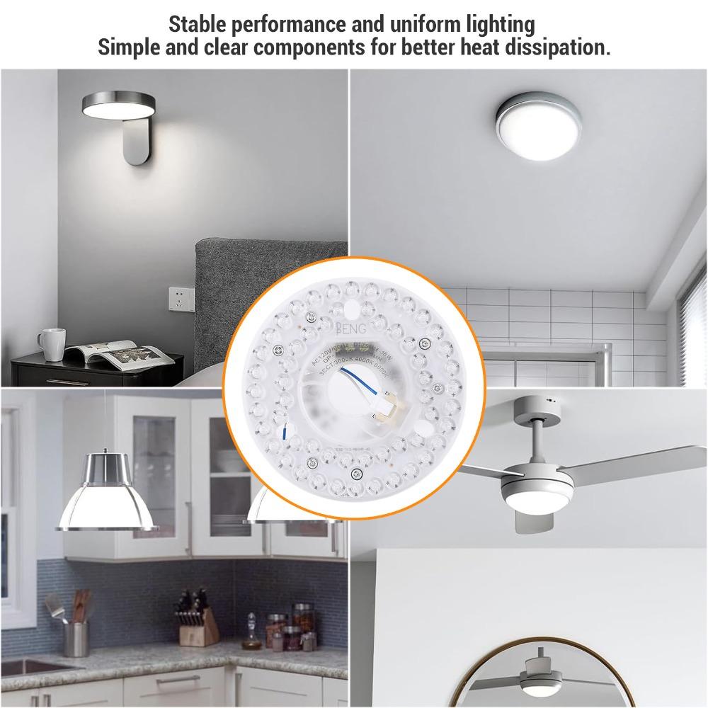 3CCT LED Ceiling Fan Light Kit 4.92 Inch LED Light Replacement Panel  Flush Mount Ceiling Light
