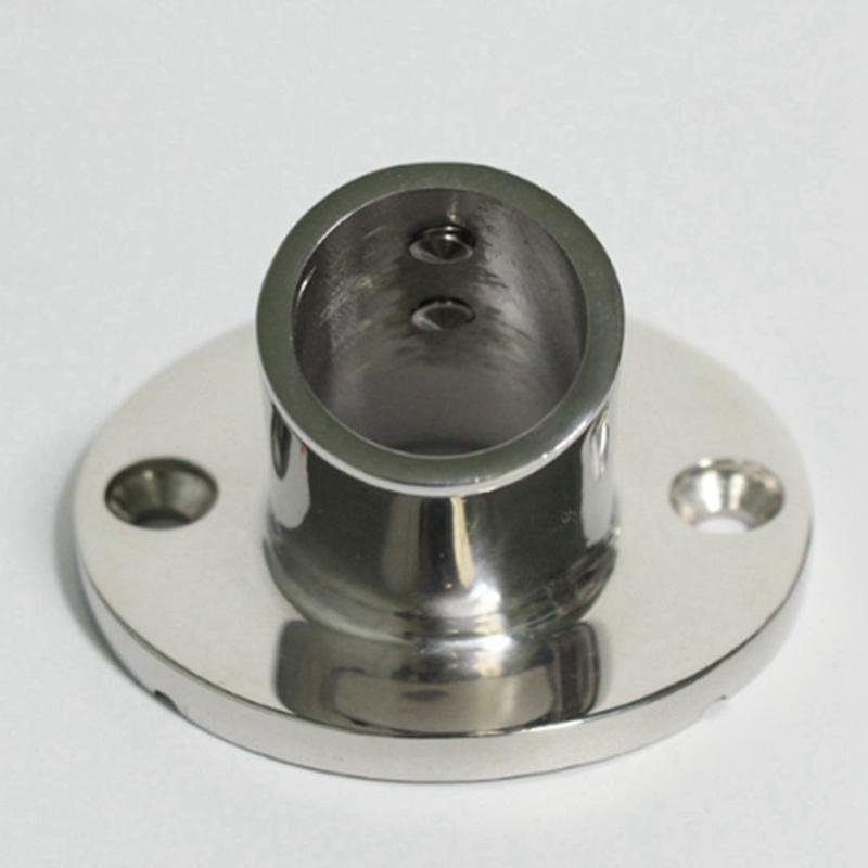 BAAU 2X Marine Stainless Steel 60 Degree 22mm 7/8 Inch Tube Round Base Hand Rail Railing Fitting Yachts Accessories