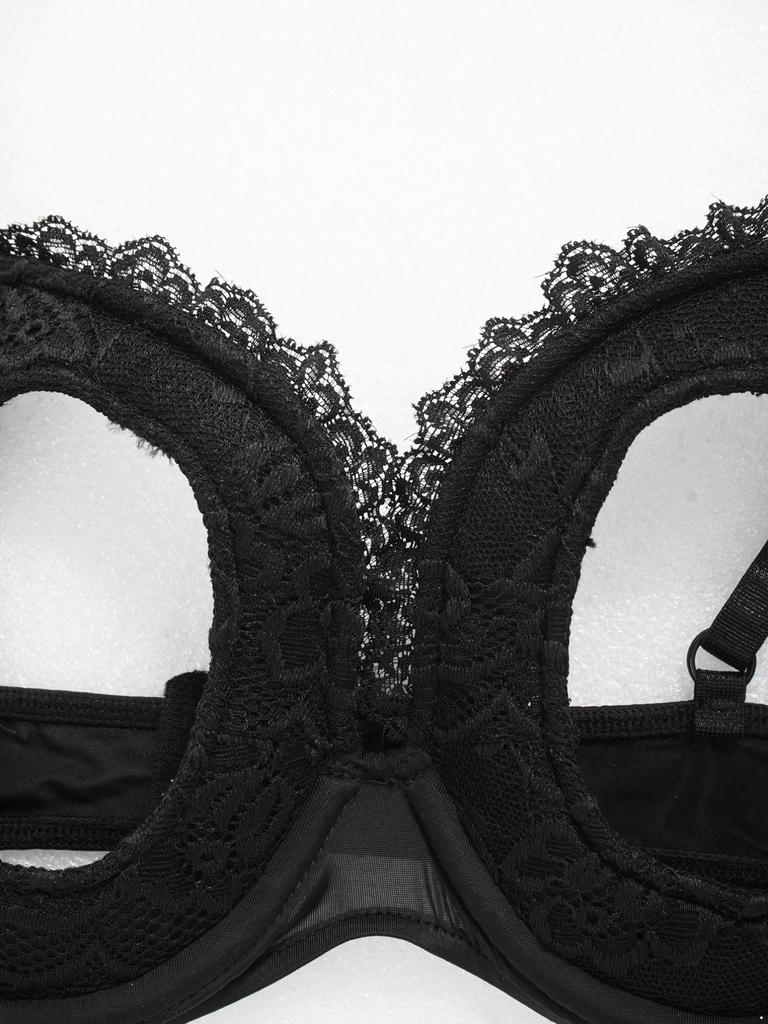 Womens Sexy Open Nipples Lingerie Lace Trim Hollow Out Adjustable Straps Bra Tops