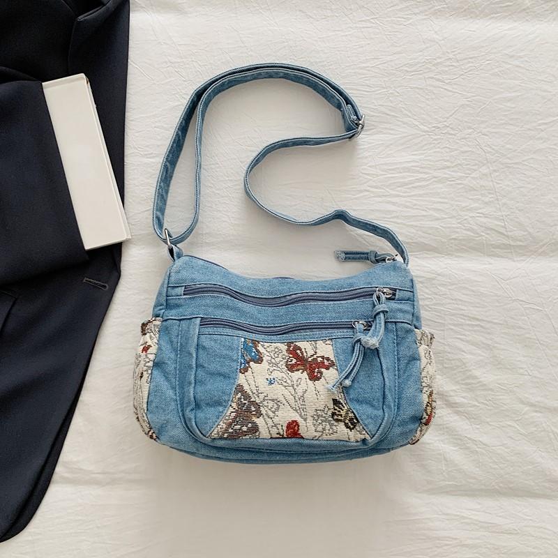 Джинсовая сумка Многосекционная сумка через плечо Женская сумка на плечо