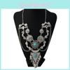 Wing Vintage Alloy Necklace With Turquoise Embellishments For Style Boho