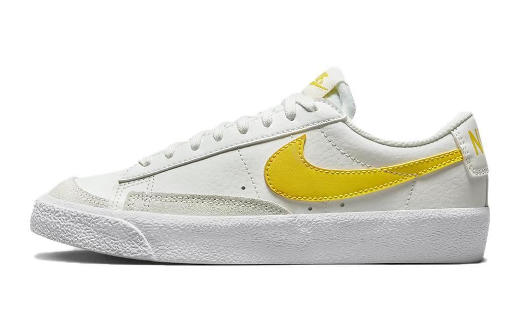 Nike Кроссовки для скейтбординга Blazer, устойчивые к истиранию, низкие, для детей и подростков, Белый/Желтый, DA4074-118