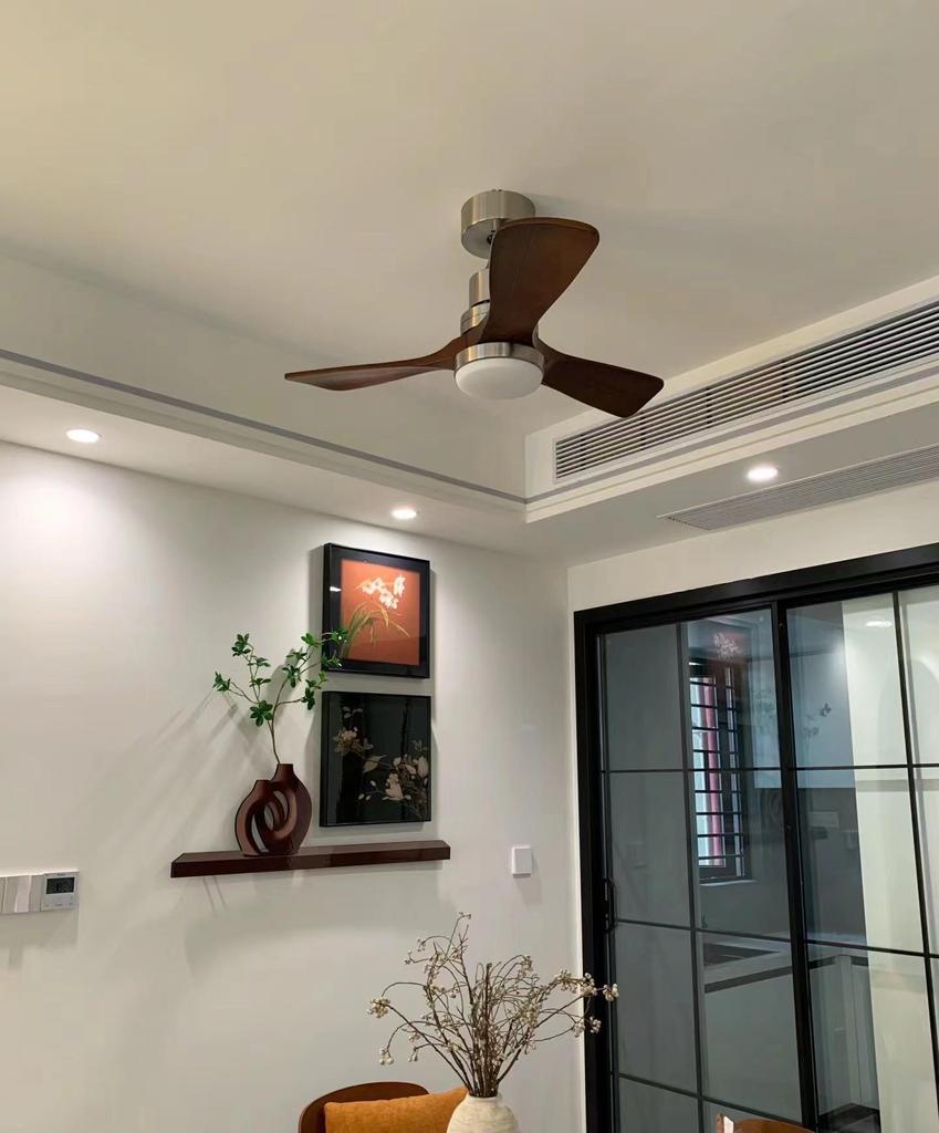 Французский потолочный вентилятор из массива дерева в стиле середины века для дома и ресторана