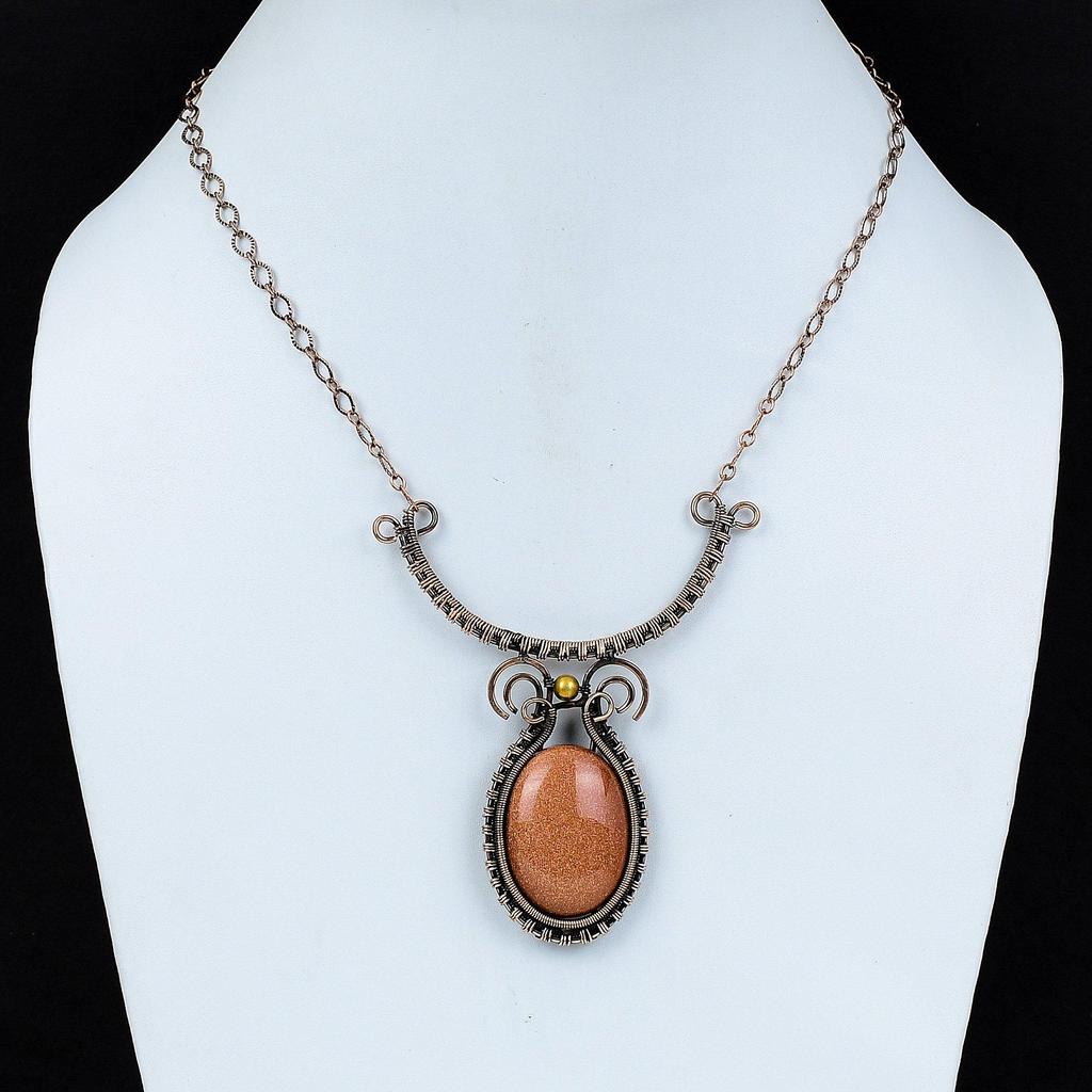 Ожерелье Sun Sitara из медной проволоки, регулируемое ожерелье с драгоценными камнями, медные украшения ручной работы в стиле бохо-хиппи, ожерелье из проволоки для подарка