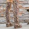 Fashion Enlarged Khmer Boots Autumn New Round Toe Leopard Print Platform Anti-Slip Wear-Resistant Over-the-Knee Boots