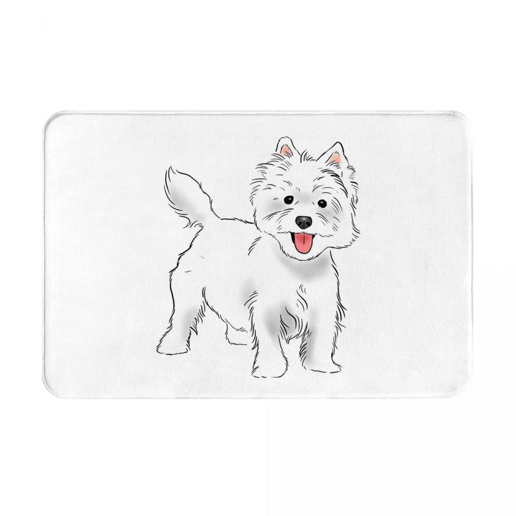 Watercolor West Highland White Terrier Dog Non-slip Doormat Floor Mat Carpet Rug for Kitchen Entrance Home Bedroom Footpad Mats