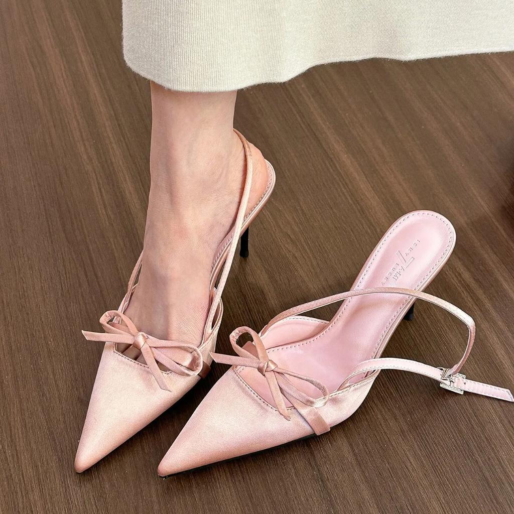 Woman Slingbacks High Heels Pumps Summer New Sexy Pointed Toe Thin High Heels Female Fashion Design Wedding Party Single Shoes