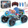 Popular RC Off-Road Dinosaur Monster Truck Toy for Kids, Rechargeable, Remote Control Car, Break-Resistant, Non-Slip Large Tires, Two High-Capacity Re