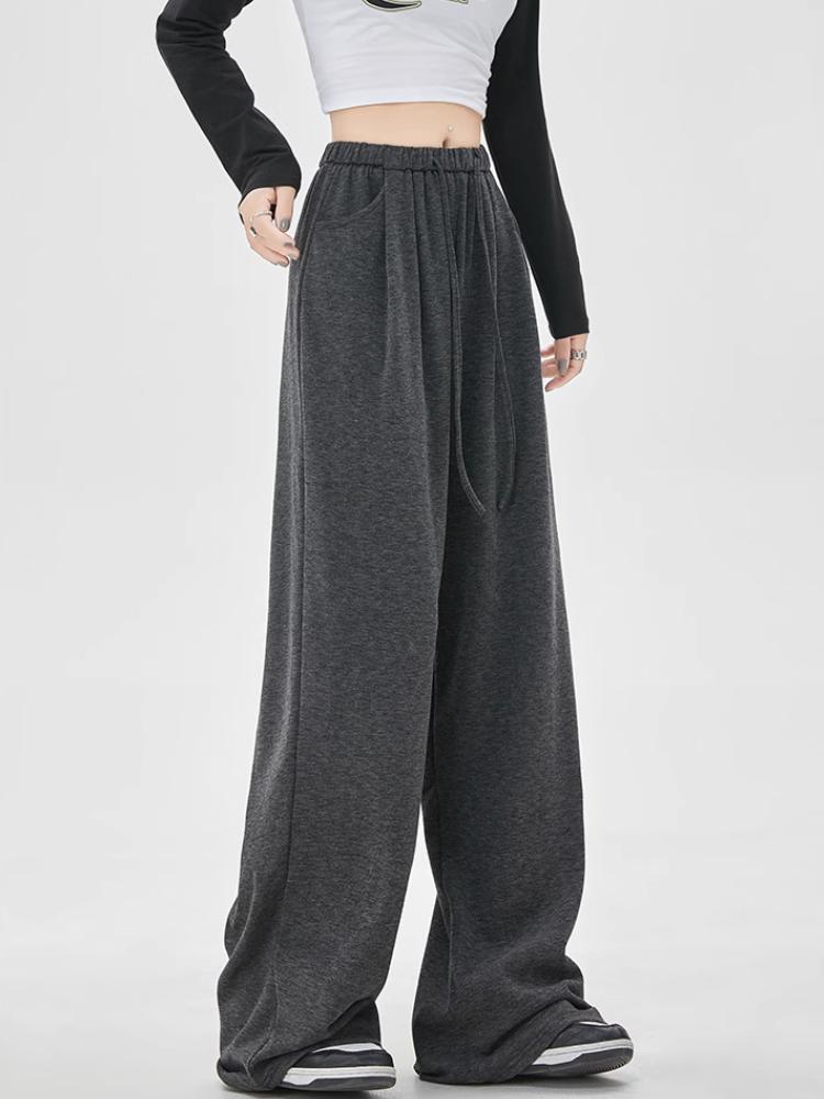 Широкие брюки женские весенне-осенние клейкие рисовые брюки свободные ленивые повседневные брюки с высокой талией корейская уличная одежда