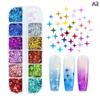 1Box Colorful Nail Charms Laser Star Sequins Mix 3D Thin Sheet for Gel Manicure DIY Nail Art Decoration