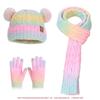 Kids Winter Hat Scarf Gloves Set Warm Fleece Lined Knit Beanie Ear Protection Unisex Toddler Baby Boys Girls