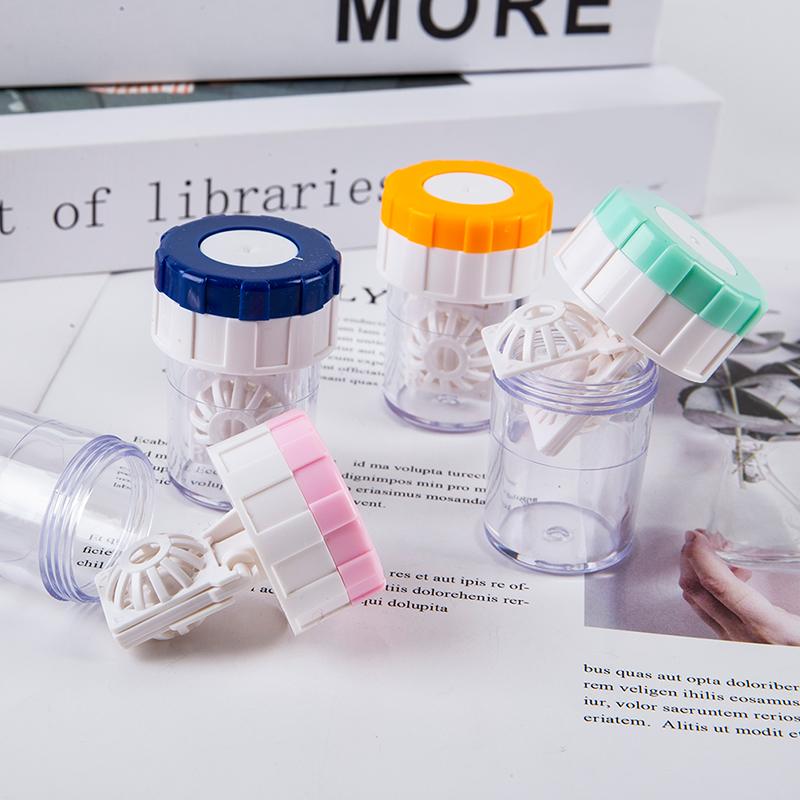 1Pcs Contact Lens Cleaner Case Box Manual Rotation Type Storage Holder Cleaning Tool