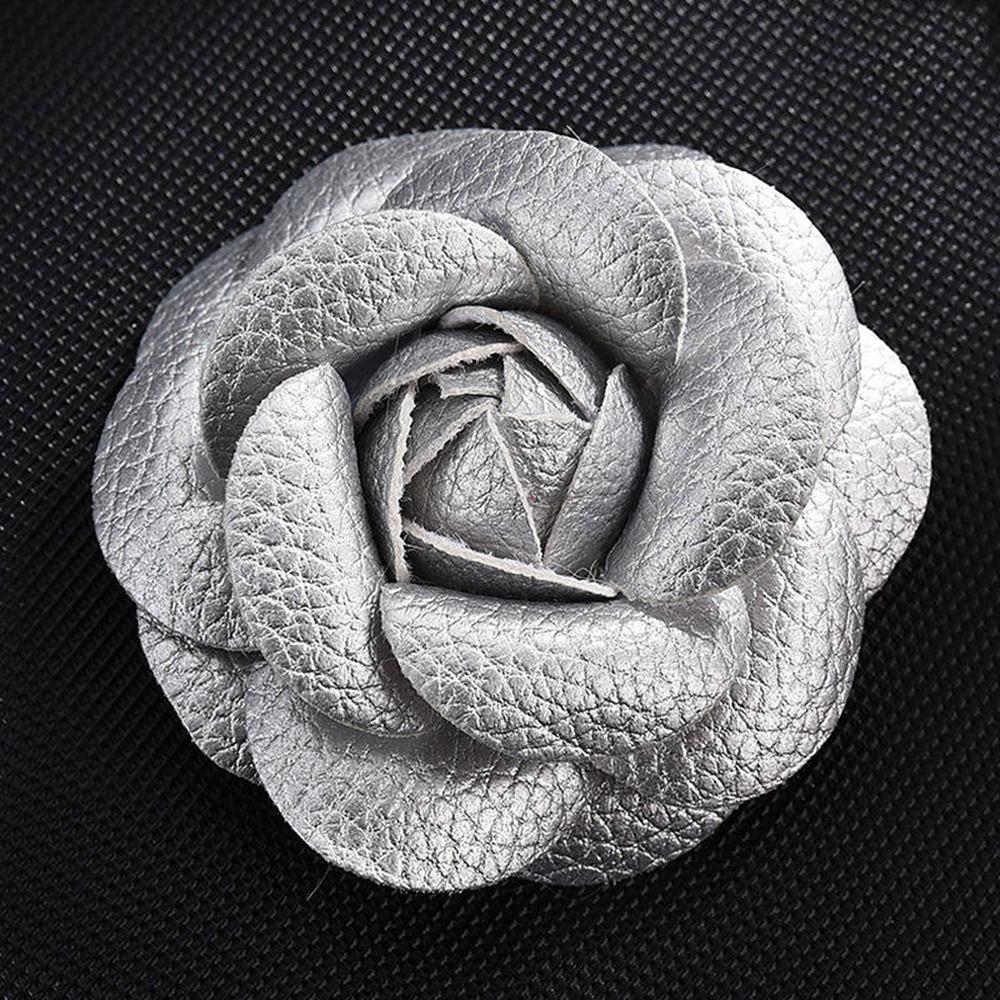 Pin Jewelry Women Accessories Gifts Brooch PU Leather Camellia Flower DIY Craft Supplies Corsage