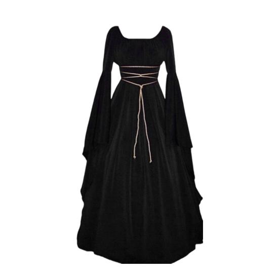 Halloween Renaissance Witch Dress for Women Gothic Victorian Dress Long Bell Sleeve Medieval Costume for Halloween Cosplay Party