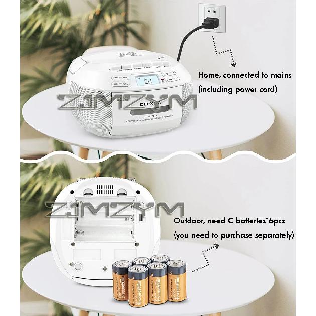 CD Cassette Player Recorder With USB/MP3 And Radios,Portable CD Tape Boombox With Remote Control,AC DC Power