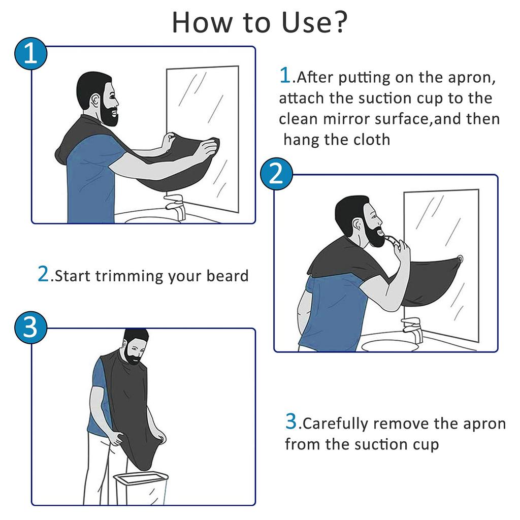 Men's Beard Shaving Apron with Suction Cups Cleaning Bib Hairdressers Shavers Perfect Gift Grooming Hairdressing Removal Tools