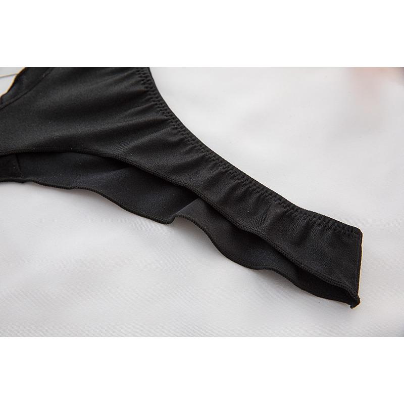 English Letters Ice Silk Sexy Girl Thong Panties Smooth Seamless Low Waist Pure Desire Women's Panties