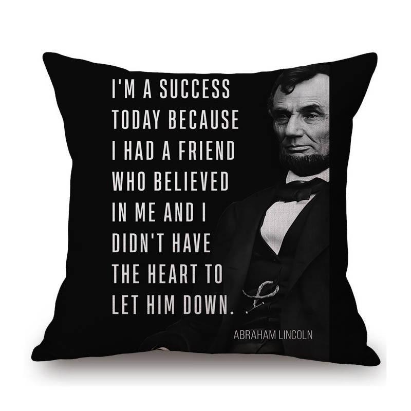 Black Sofa Throw Pillow Case Text Motivative Encouraging Quotes Einstain Steve Jobs Lincoln Words Letter Print Cushion Cover