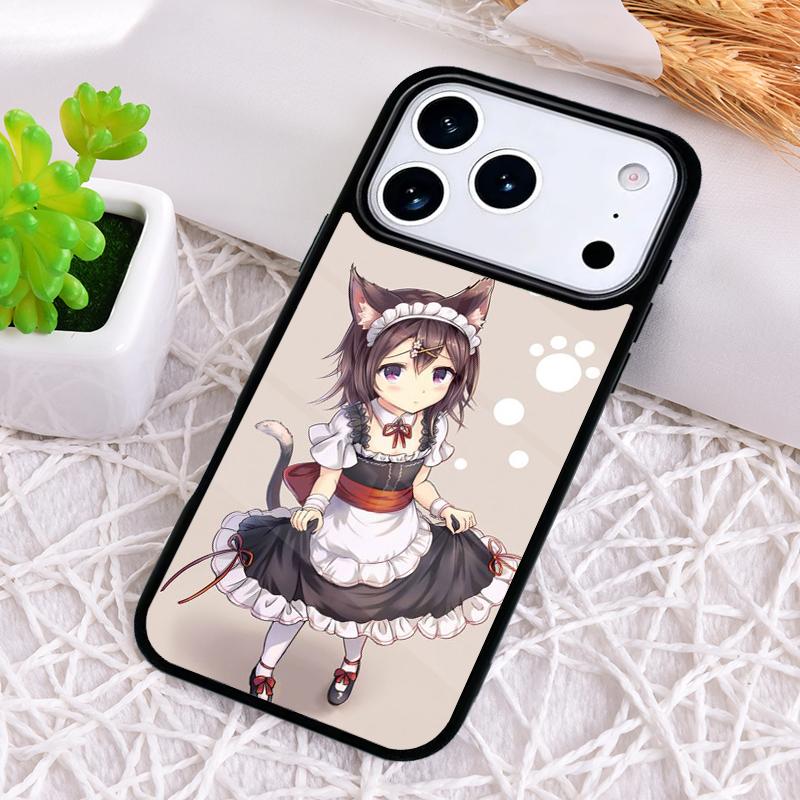 Чехол для телефона с аниме-девушкой-кошкой для iPhone 17 Air 16 15 11 12 14 13 Pro Max Ударопрочный чехол