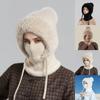 Women's Wool Ball Hat, Scarf, One-piece Knitted Hat With Plush Insulation, Woolen Hat, Thickened One-piece Hat