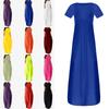Women Short Sleeve Elegant Long Dresses Casual Loose O-Neck Evening Dress Summer Solid Color Beach Dress Fashion