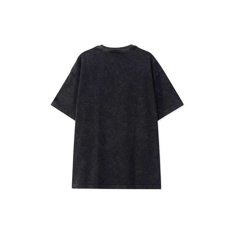 Li Ning X Disney Muppets Comet Series Cartoon Print Loose Vintage Short Sleeve T-Shirt Men T-Shirts Black AHSR837-2