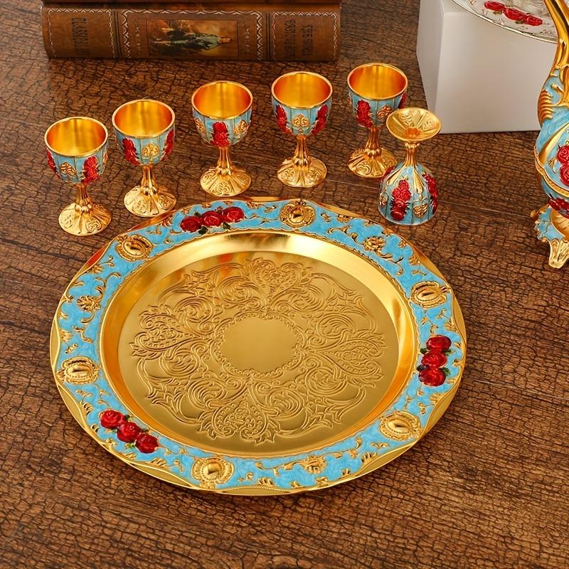 1 комплект, винтажный металлический турецкий кофейник, набор турецких чайных сервизов с 6 роскошными кофейными чашками и подносом для чая, чайник для сервировки чая, кофе Zamzam, капучино