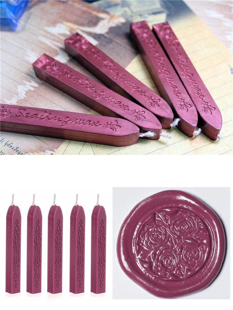 5Pcs Wine Red Manuscript Sealing Seal Wax Sticks Wicks For Postage Letter
