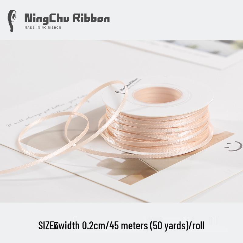 Двусторонняя атласная лента 2 мм для закладки, свадебных бантов и подарочной упаковки