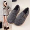 Зимняя новая женская обувь носит ретро бархат утолщенный теплый плоский два способа носки ленивые повседневные хлопковые туфли