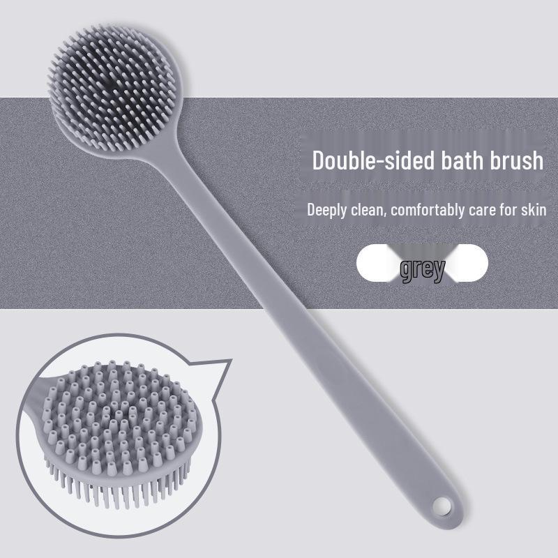 Silicone Long Handle Bath Brush & Double-Sided Back Scrubber