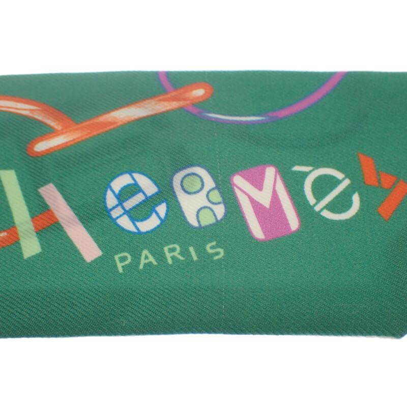 HERMES   Scarf Green/white Silk Women