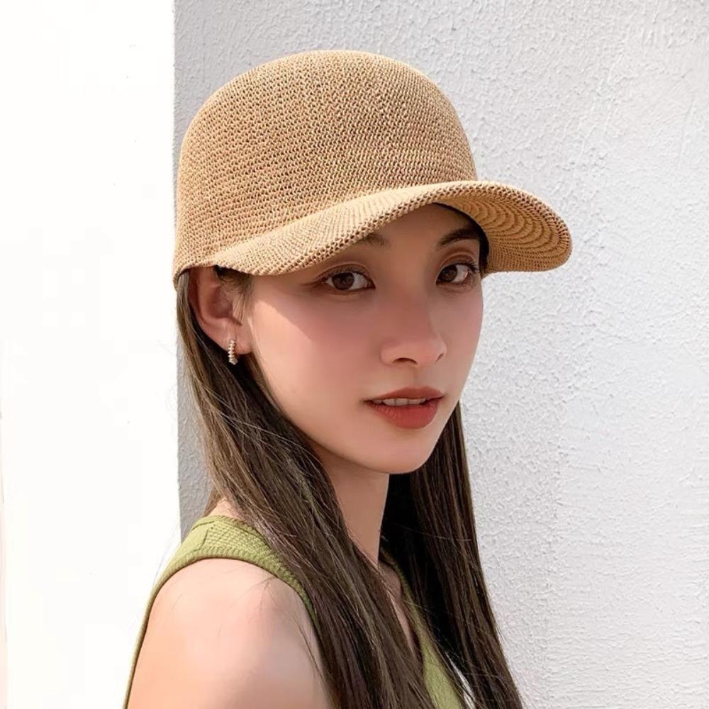 Breathable Mesh Baseball Cap Solid Color Paper Sun Hats Fashion Straw Baseball Cap  Unisex