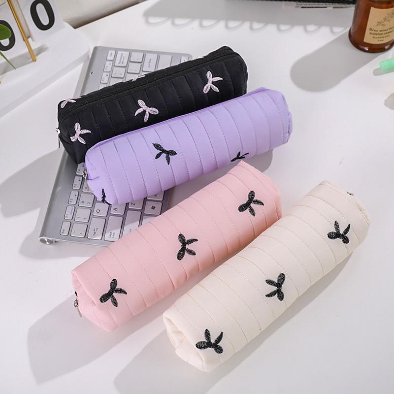Minimalist Pink College Pencil Case With Large Capacity And Durable Polyester Fabric