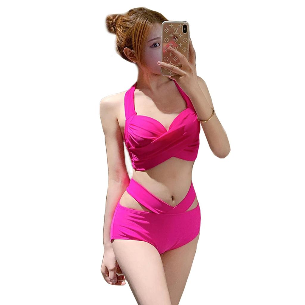 Bikini Triangle Stylish Top and Bottom Set for Hot Springs and Beaches Rose [ZIMUYLOP] Women's 2-Piece Set, Separates, Wire-Free, Ruffled, (JP,