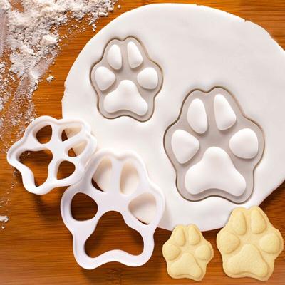 2 шт., формочка для печенья с принтом кошачьей лапы, белый пластик, мультяшный котенок, прессованные штампы для печенья, формы для самостоятельного украшения торта, инструменты