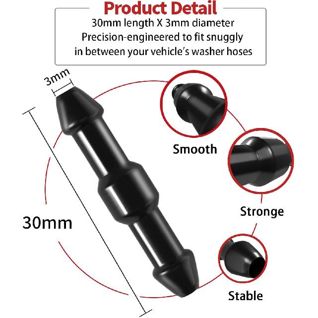 OTUAYAUTO Universal Windshield Washer Hose Connectors, I-Type Wiper Hose Connectors Adapters for Windshield Washer Nozzles (Pack of 10)