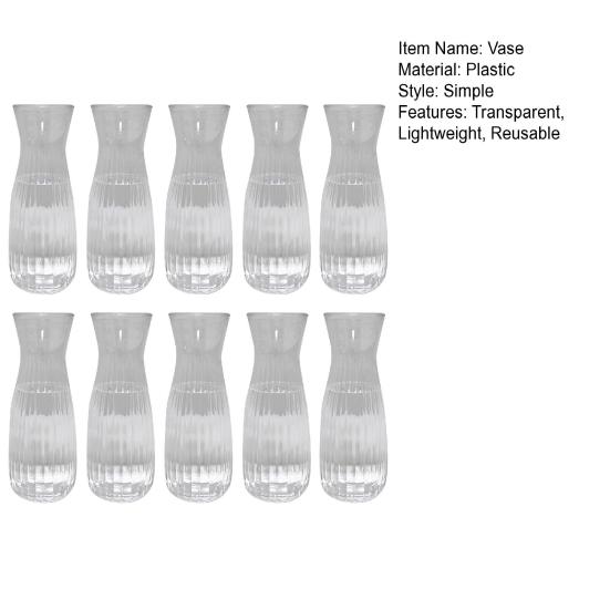 3/5/10 шт. Пластиковая ваза Прозрачный цвет Ваза для одного цветка Легкая Гладкая Многоразовая ваза Украшение для обеденного стола